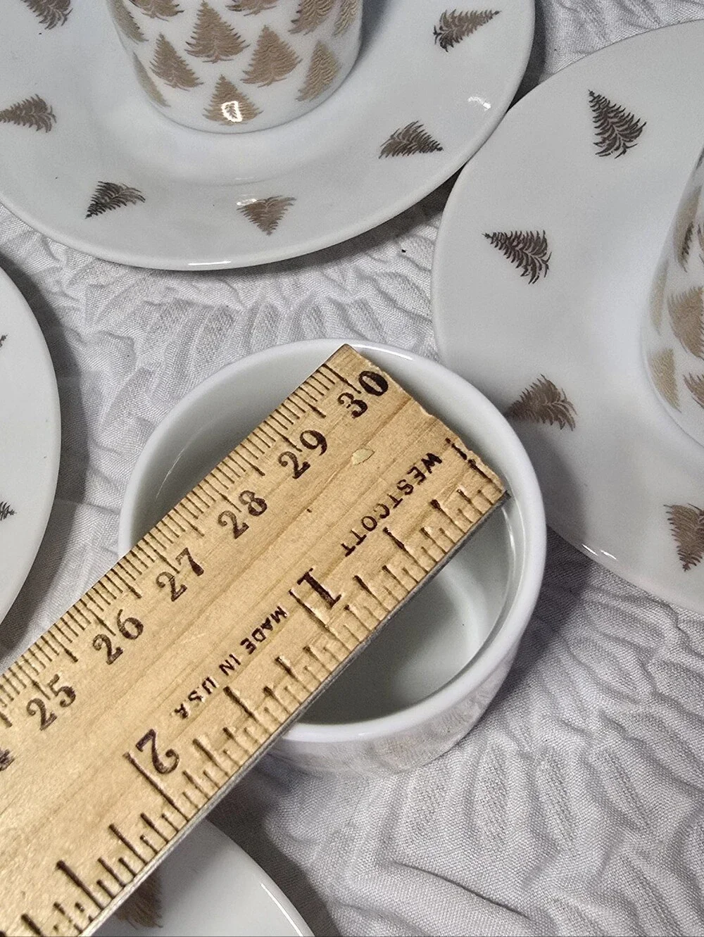 Vintage Centurion Collection Gold Christmas Tree Espresso Cups & Saucers - 8pc